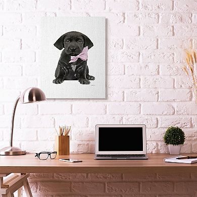 Stupell Home Decor Puppy Pink Bow Canvas Wall Art