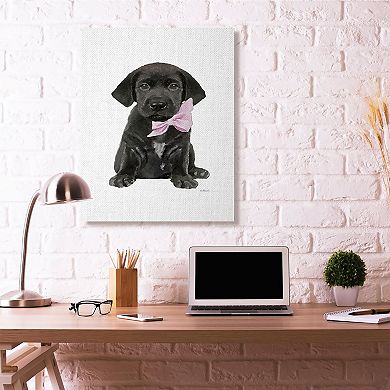 Stupell Home Decor Puppy Pink Bow Canvas Wall Art