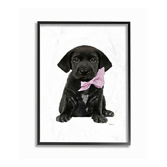 Stupell Home Decor Puppy Pink Bow Framed Wall Art