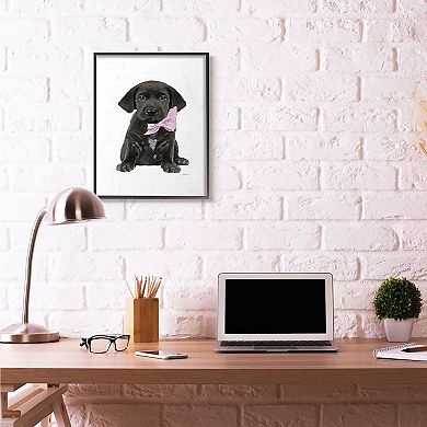 Stupell Home Decor Puppy Pink Bow Framed Wall Art