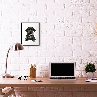 Stupell Home Decor Puppy Pink Bow Framed Wall Art