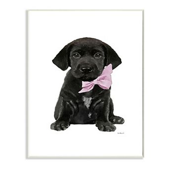 Stupell Home Decor Puppy Pink Bow Plaque Wall Art