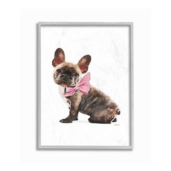 Stupell Home Decor Puppy Bow Watercolor Framed Wall Art