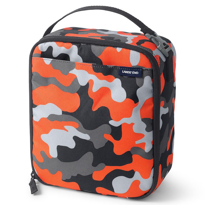 Kids Lands End Insulated EZ Wipe Printed Lunch Box, Orange