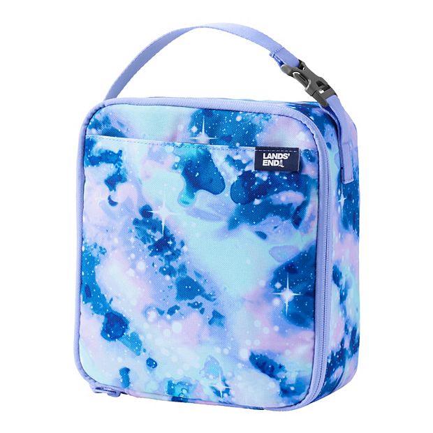 Lands' End Kids Insulated EZ Wipe Printed Lunch Box - - Brilliant Blue Camo  Floral