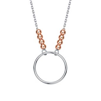 Two Tone Sterling Silver Bead Circle Necklace