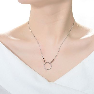 Two Tone Sterling Silver Bead Circle Necklace