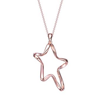 18k Rose Gold Over Silver Twisted Star Pendant Necklace