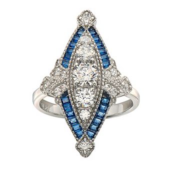 Sterling Silver Cubic Zirconia Marquise Cocktail Ring