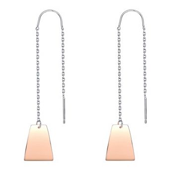 Two Tone Sterling Silver Dangle Threader Earrings