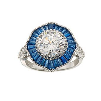 Sterling Silver Cubic Zirconia Baguette Cocktail Ring