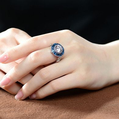 Sterling Silver Cubic Zirconia Baguette Cocktail Ring