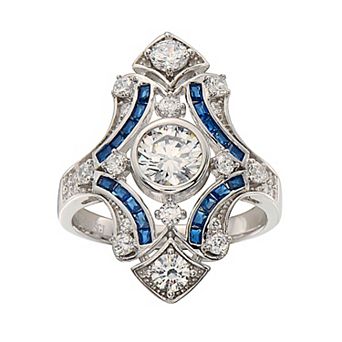 Sterling Silver Cubic Zirconia Convex Cocktail Ring