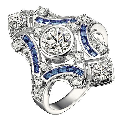 Sterling Silver Cubic Zirconia Convex Cocktail Ring