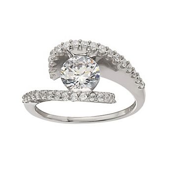 Sterling Silver Cubic Zirconia Bypass Ring