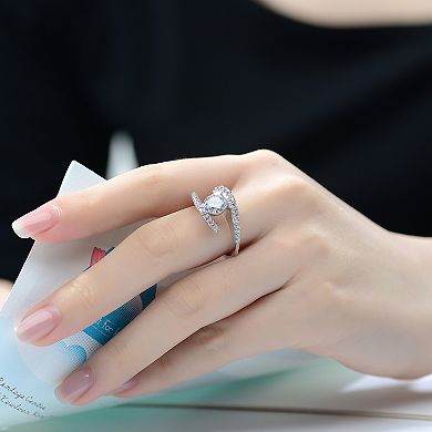 Sterling Silver Cubic Zirconia Bypass Ring