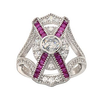 Sterling Silver Cubic Zirconia Baguette Cocktail Ring