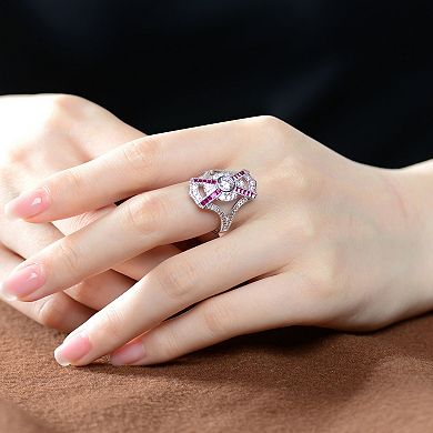 Sterling Silver Cubic Zirconia Baguette Cocktail Ring