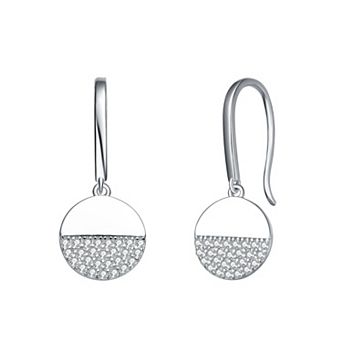 Sterling Silver Cubic Zirconia Disc Earrings