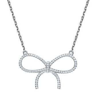 Sterling Silver Cubic Zirconia Ribbon Necklace