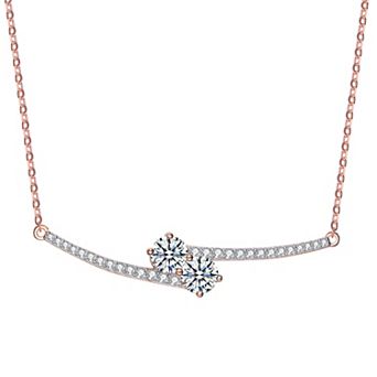 14k Gold Over Silver Cubic Zirconia Bypass Necklace