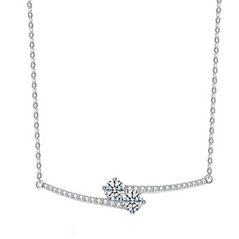 14k Gold Over Silver Cubic Zirconia Bypass Necklace