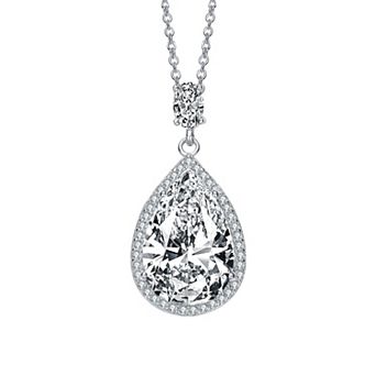 Sterling Silver Cubic Zirconia Accent Drop Pendant Necklace