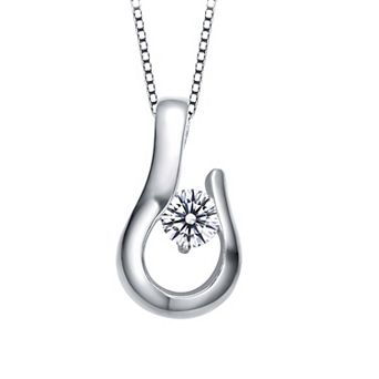 Sterling Silver Cubic Zirconia Open Drop Pendant Necklace