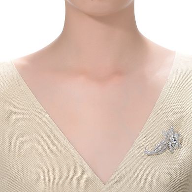 Sterling Silver Cubic Zirconia Flower Pin