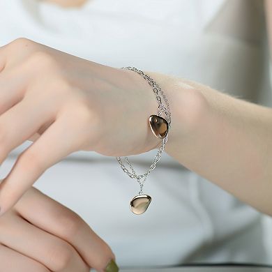 Two Tone Sterling Silver Charm Bracelet