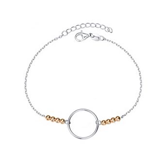 Two Tone Sterling Silver Circle Link Bracelet