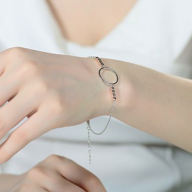 Two Tone Sterling Silver Circle Link Bracelet