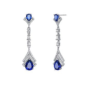 Sterling Silver Blue Cubic Zirconia Drop Earrings