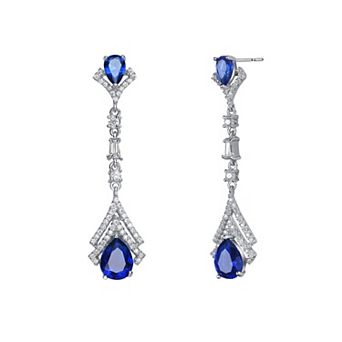 Sterling Silver Blue Cubic Zirconia Drop Earrings