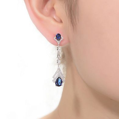 Sterling Silver Blue Cubic Zirconia Drop Earrings