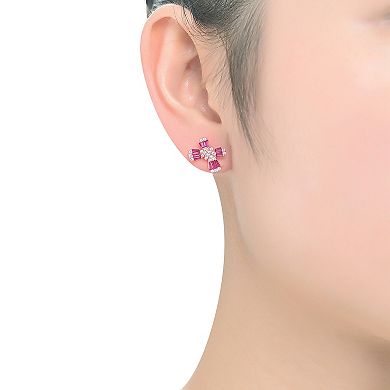 18k Rose Gold Over Silver Cubic Zirconia Butterfly Stud Earrings