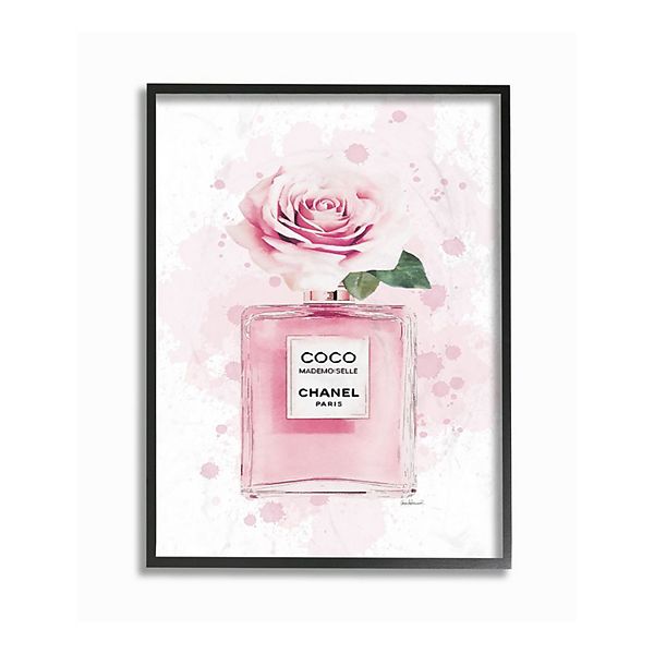 Stupell Home Decor Pink Flower Perfume Glam Framed Wall Art
