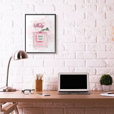 Stupell Home Decor Pink Flower Perfume Glam Framed Wall Art