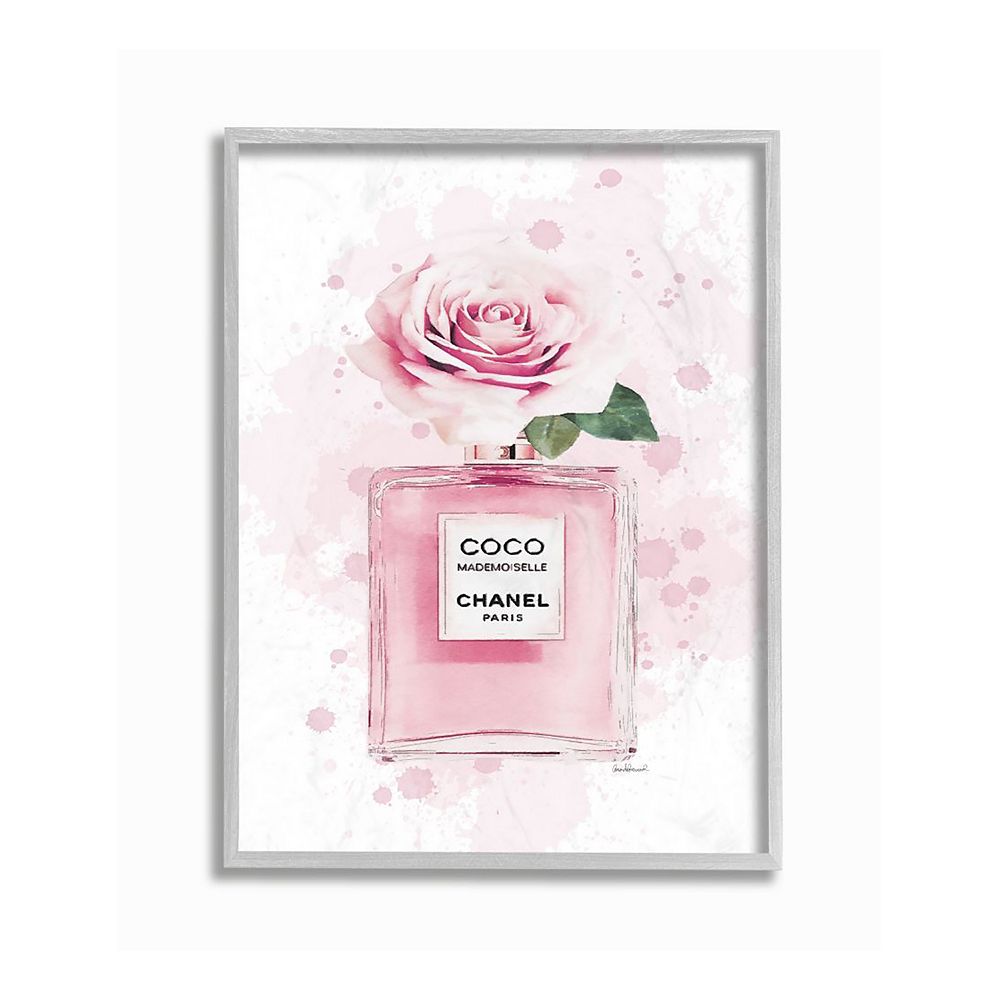 Stupell Home Decor Pink Flower Perfume Framed Wall Art