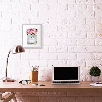 Stupell Home Decor Pink Flower Perfume Glam Framed Wall Art