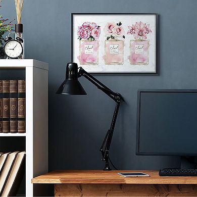 Stupell Home Decor Pink Flowers Perfume Framed Wall Art