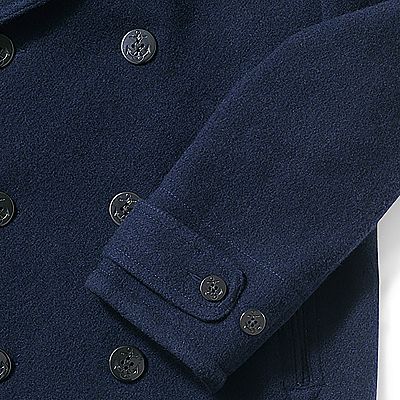 Men s Lands End Wool Blend Double Breasted Peacoat