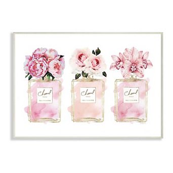 Stupell Home Decor Pink Flowers Perfume Plaque Wall Art