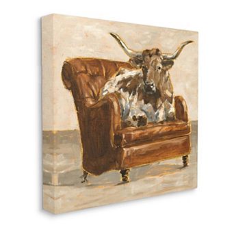 Stupell Home Decor Bull Chair Canvas Wall Art