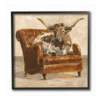 Stupell Home Decor Bull Chair Framed Wall Art