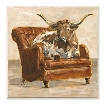 Stupell Home Decor Bull Chair Plaque Wall Art