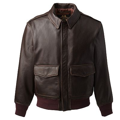 Men s Lands End Willis Geiger Leather Bomber Jacket