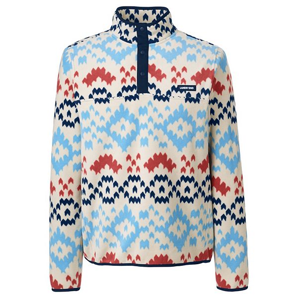 Big & Tall Lands' End Patterned Fleece Snap-Neck Pullover Jacket