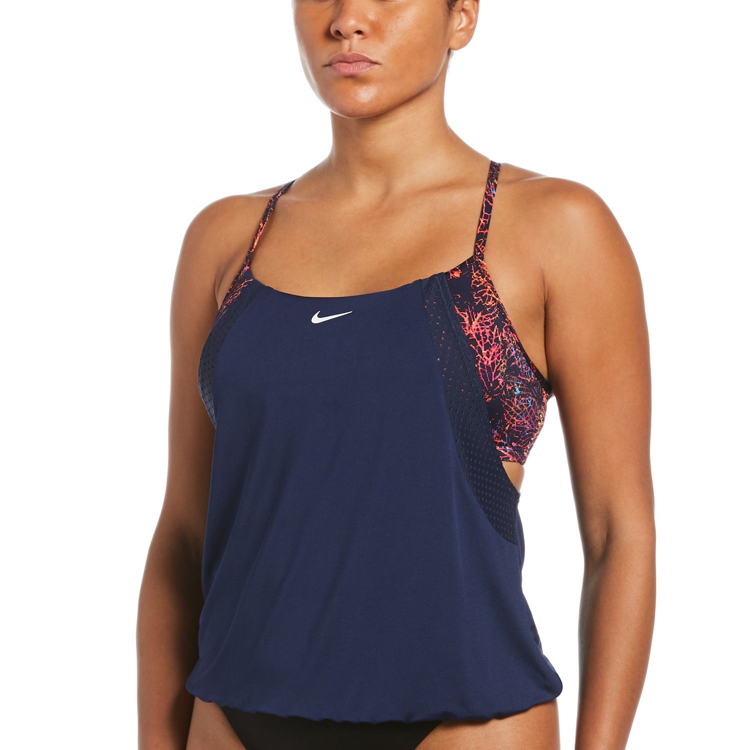 nike stripe blouson swimsuit top