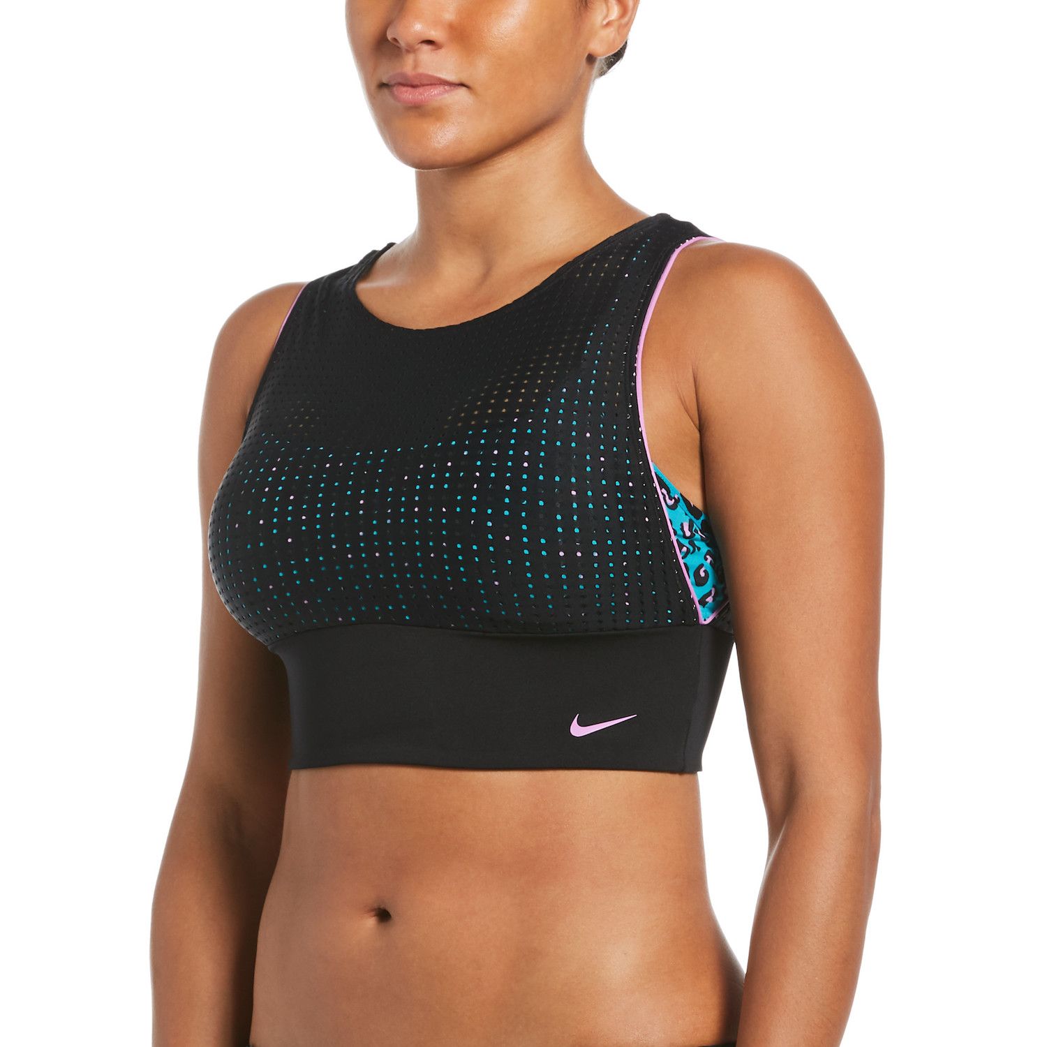 nike cheetah layered midkini top